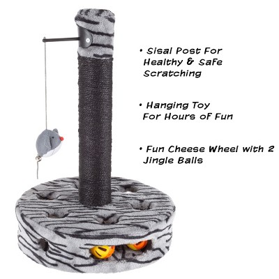 Gray and Black Sisal Cat Scratching Post with Toys