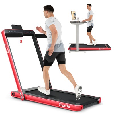 Superfit Up To 7.5mph 2.25hp 2 In 1 Dual Display Screen Folding Treadmill  Jogging Machine W/app Control Red : Target