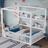 KWPZQEB Canopy Bed Frame for Kids, Solid Wood Floor Bed with Built-in Bookshelf and Guardrails, No Spring Box Needed - 2 of 4