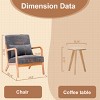Mid Century Modern Accent Chair and Coffee Table Set, Upholstered Armchair with Side Table for Living Room Bedroom-3irtyhousy - 4 of 4