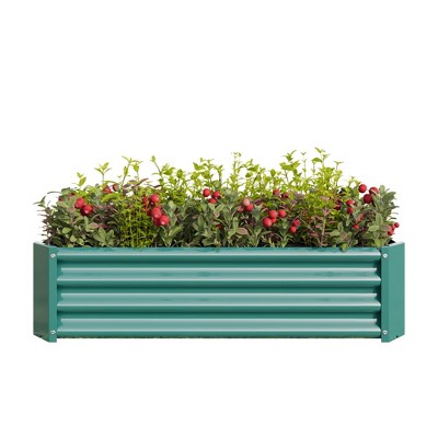 Lirago Rectangle Metal Raised Garden Bed 47.2"L x 24"W x 11.81"H, Galvanized Steel Planter Box for Vegetables, Flowers & Plants Green