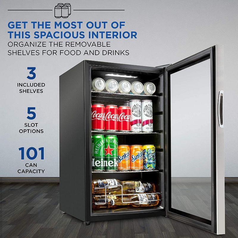 Ivation 101 Can Mini Fridge, Small Adjustable Beverage Refrigerator, 3 of 7