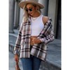Coolmee Women's Fall Clothes Plaid Jacket Lapel Collar Long Sleeve Button Down Shirts Fashion Jacket with Pockets - 3 of 4