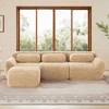 AENKYO 114" Oversized 4-Seater Sectional Sofa with Ottoman, Convertible Sleeper - No Assembly Required for Living Room Sofa, Chocolate - 3 of 4