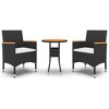 vidaXL 3 Piece Patio Dining Set Poly Rattan Black - 2 of 4