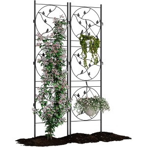 No Dig Dog Fence Outdoor - Rustproof Animal Barrier with Gate, Decorative Garden Fence Panels for Yard Border, Patio - 1 of 4