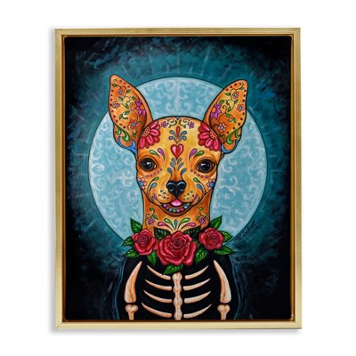 Stupell Industries Celebration of Life Chihuahua Black Framed Floater Canvas Wall Art