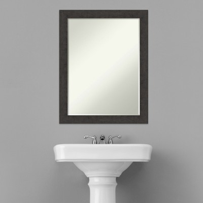 Espresso Woodgrain Rectangular Bathroom Vanity Mirror