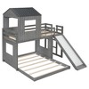 Whisen Wooden Twin Over Full Bunk Bed, Loft Bed with Playhouse, Farmhouse, Ladder, Slide and Guardrails - 3 of 4