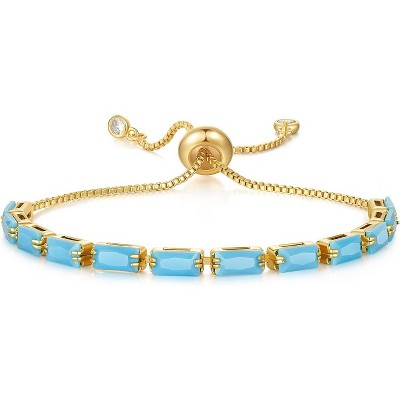 Tennis Bracelet for Women, 14K Gold Plated Cubic Zirconia Adjustable Slider Bracelets Trendy Jewelry Gift