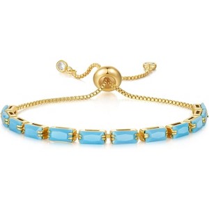 Tennis Bracelet for Women, 14K Gold Plated Cubic Zirconia Adjustable Slider Bracelets Trendy Jewelry Gift - 1 of 4