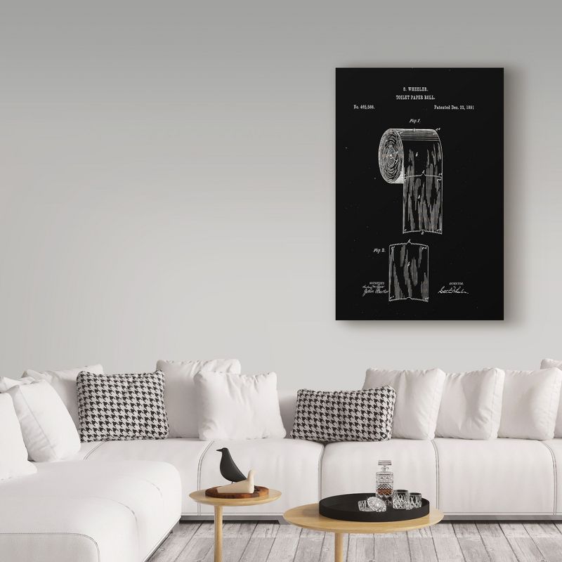 Trademark Fine Art -Claire Doherty 'Toilet Paper Roll Patent 1891 Black' Canvas Art, 3 of 4