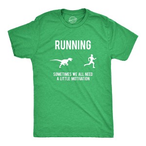 Mens Running Motivation Raptor Chase T Shirt Funny Dinosaur Tee Nerdy Graphic - Crazy Dog Men's T Shirt - 1 of 4