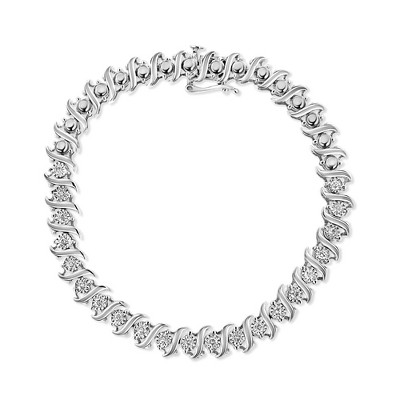Haus of Brilliance Silver 1/2 Cttw Diamond Miracle Set "S" Link Tennis Bracelet - - Size 7.50