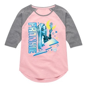 Girls' - Mattel - Frankie Blue Bolt Shirt Tail Raglan Graphic T-shirt - 1 of 3
