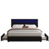 CAVINAS Full/Queen/King Size Modern Platform Bed Frame with LED on Headboard & 4 Storage Drawers,No Box Spring Needed - 2 of 4