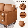 1 PVC+iron+cloth strap armrests, two brackets, wooden frame, sofa bed, dark brown - 3 of 4