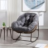 Okak Rattan Rocking Accent Chair with Metal Legs & Padded Cushion,Comfy Lounge Chair for Living Room,Outdoor - 2 of 4