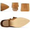BLISSFUL STEP Women's Block Heel Fold Over Pointy Toe Studded Mid-Calf Boots - 3 of 4
