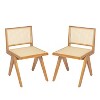 Okak Set of 2 Mid Century Rubberwood Arm/Armless Dining Chairs with Rattan Back,Farmhouse Accent Chairs for Dining Room,Restaurant - 2 of 4