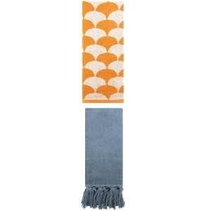REGALWOVEN 2 Packs Cotton Geometric and Solid Absorbent Soft Hand Towel for Bathroom Kitchen - 1 of 4