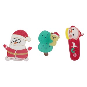 Unique Bargains Christmas Hair Clips Two Snowmen for Christmas 2.09"x1.69" Red Blue 1 Set - 1 of 4