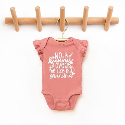 The Juniper Shop No Bunny Loves Me Like Grandma Baby Flutter Sleeve Bodysuit