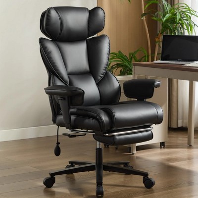 Dsvimoy Task and Office Chair Ergonomic Gaming Chair with Foot Rest and Adjustable Headrest for Office, Black, 33.2"*26.4"*12.8"