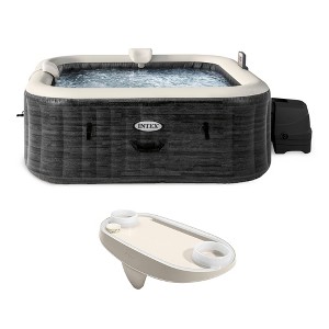 Intex PureSpa Plus Greystone Inflatable Hot Tub, 94x28", w/ Tablet & Phone Tray - 1 of 4