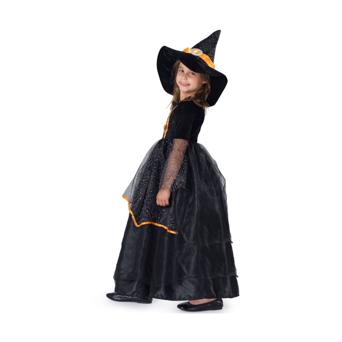 Dress Up America Black and Orange Witch Costume for Girls - thumbnail 4