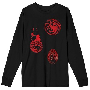 Game of Thrones Dragon Fire Egg Art Women's Black Long Sleeve Tee - 1 of 3