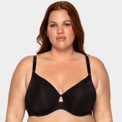 Curvy Couture Women's Plus Size Silky Smooth Micro Unlined Underwire Bra  Black 44g : Target