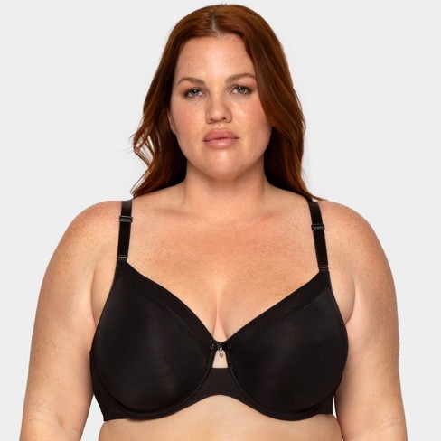 Curvy Couture Women's Plus Size Silky Smooth Micro Unlined Underwire Bra  Black 46dd : Target