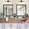 POWLIG 18.89-in 3-Light Black Bathroom Vanity Lighting with Milk White Glass Globe Shades - 2 of 4