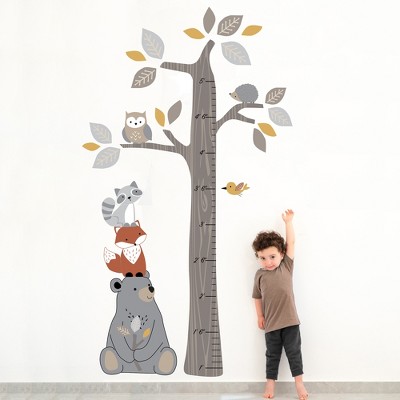 Woodland Forest Animals Glossy Vinyl Growth Chart Wall Decals