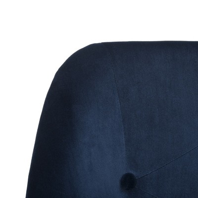 Evelynn Navy Tufted Velvet Swivel Arm Chair with Chrome Legs