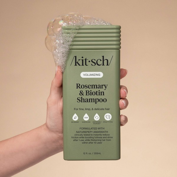 Champú Volumizador de Romero y Biotina Kitsch - 355ml: Sin Parabenos, Sin Siliconas, Vegano, Para Cabello Lacio Fino 4