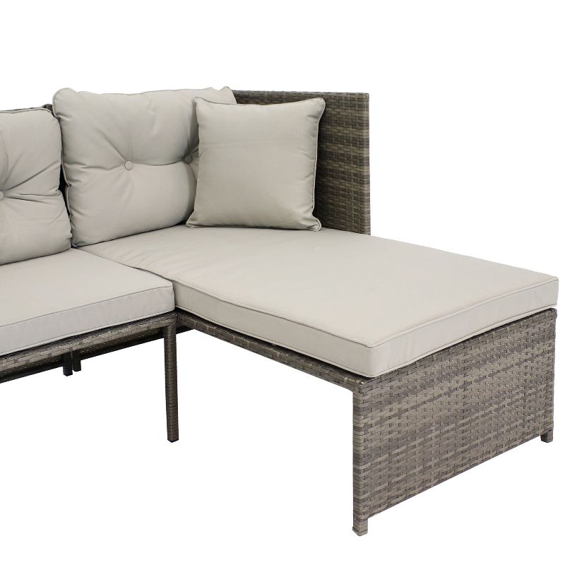 Sunnydaze Outdoor Longford Patio Sectional Sofa Conversation Set with Cushions and Table - 3pc, 5 of 13