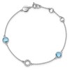 Black Bow Jewelry Blue Topaz and Diamond Adj. Station Bracelet in Rhodium Plated Silver - 4 of 4