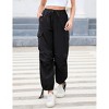 Women Baggy Parachute Pants Casual Cargo Pant Low Waist Loose Pants Multiple Pockets Jogger - 2 of 4
