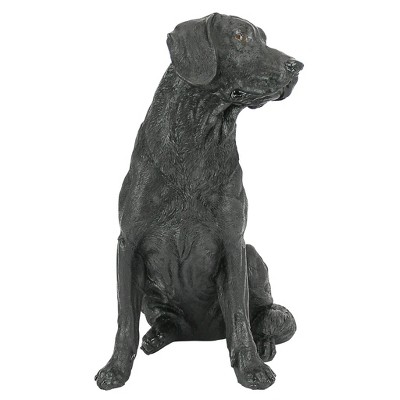 Black Resin Labrador Retriever Dog Garden Statue, 15.5 Inches Tall