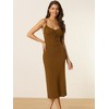 Seta T Women's Summer Sleeveless Drawstring V Neck Spaghetti Strap Bodycon Midi Cami Dresses - 2 of 4