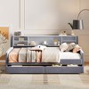 MAYEERTY Twin Size Upholstered Platform Bed, Storage Drawers, Bedroom, Beige - 2 of 4