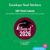 Big Dot of Happiness Class of 2026 Maroon Grad Party Envelope Seal Stickers, Round Circle Stickers to SealCards, Graduation Envelope Seals - 120 Count - 3 of 4