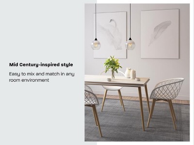 Set of 2 White and Natural Metal Counter Height Chairs
