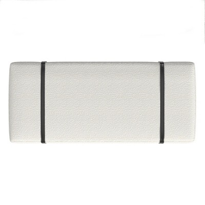 Cream Boucle Upholstered Bench with Black Metal Base