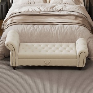 NicBex 64.5 Inch Storage Ottoman Bench Modern Nails Button Tufted Velvet Bench with Unique Arms for Living Room, Bedroom, Entryway - 1 of 4