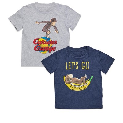 Curious George Toddler Boys 2 Pack Graphic T-Shirts Gray/Blue 3T