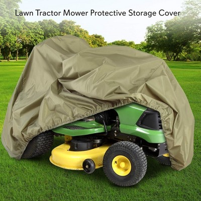 Universal Beige Waterproof Lawn Mower Cover with Elastic Hem