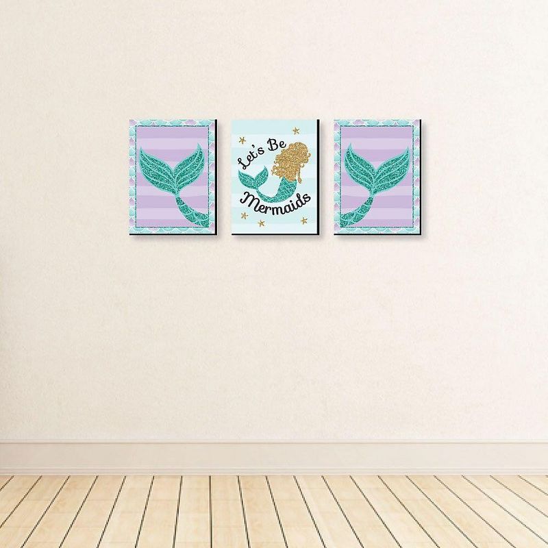 Big Dot of Happiness Let's Be Mermaids - Baby Girl Nursery Wall Art, Kids Room Decor & Home Decor - Gift Ideas - 7.5 x 10 inches - Set of 3 Prints, 3 of 8